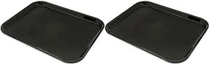 Carlisle FoodService Products Cafe Plastic Fast Food Tray, 14" x 18", Black (Pack of 2)