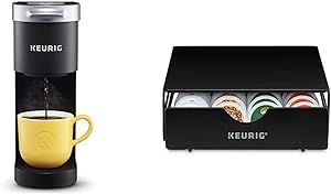 Keurig K-Mini Single Serve Coffee Maker, Black & Slim Non-Rolling Storage Drawer, Coffee Pod Storage, Holds up to 24 K-Cup Pods, Black, Storage Drawer - 24ct, 9.2 x 3.3 x 12.2 inches
