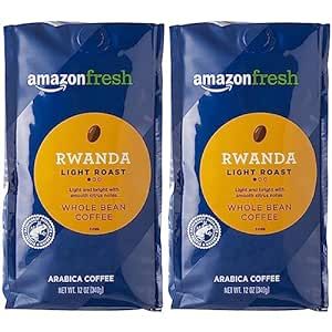 AmazonFresh Direct Trade Rwanda Whole Bean Coffee, Light Roast, 12 Ounce (Pack of 2)