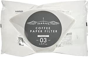 HARIO PEF-03-100W Pegasus Coffee Paper Filter, 03W, White, 4-7 Cups, 100 Pieces, Made in Japan