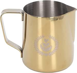 Coffee Milk Frothing Pitcher, 304 Stainless Steel Eagle Beak Outlet Coffee Latte Frothing Cup 350ml for Cafe (Gold)