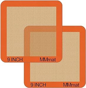 MMmat Silicone Baking Mats Set of 2 Square Non-Stick Reusable Air Fryer Linner - Best German Silicone - 9 inch